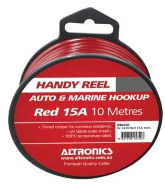 Hook Up Handyman Cable Reel 16AWG Tinned Red 10m W2418
