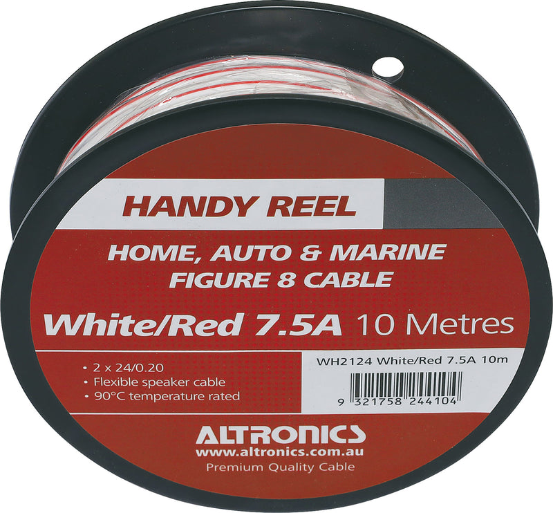 Figure 8 Cable Handy Cable Reel 18AWG White/Red 10m WH2124