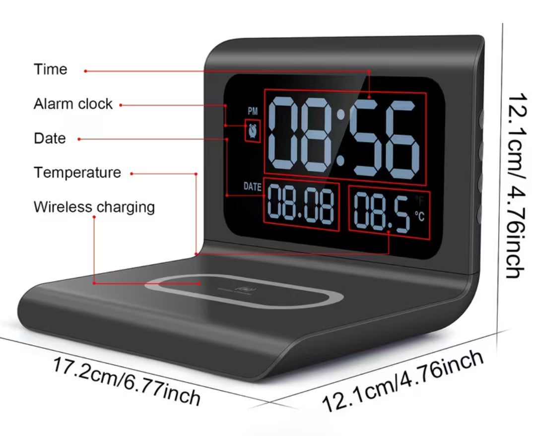 Alarm Clock Date/temp 15w Qi Wireless Charger TRH1385213