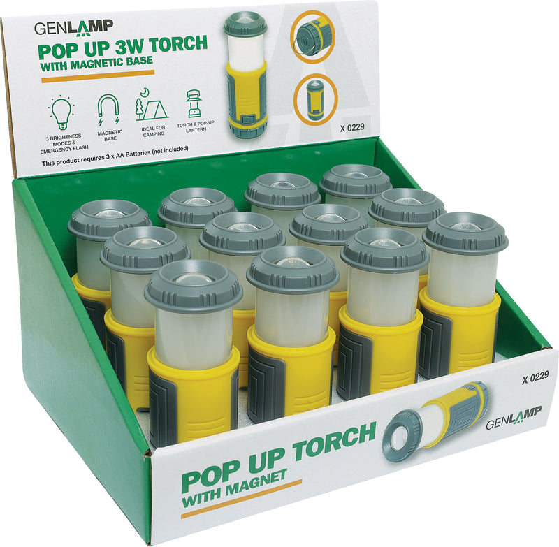 Torch / Lantern 3W  LED Pop Up with Magnetic Base X0229