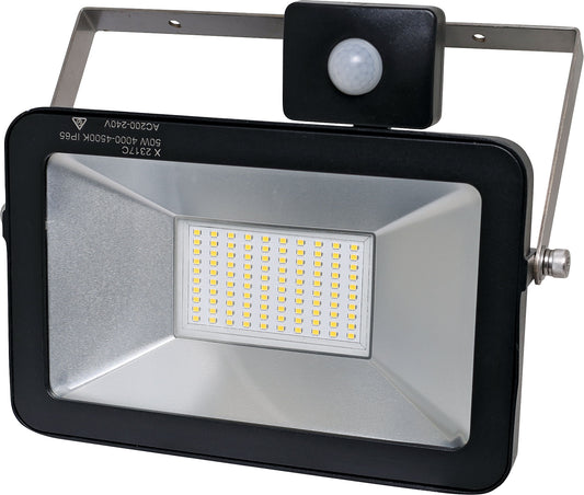 LED Floodlight with Motion Sensor 50W 240V AC IP65 Natural White X2317C
