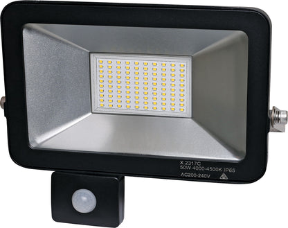 LED Floodlight with Motion Sensor 50W 240V AC IP65 Natural White X2317C