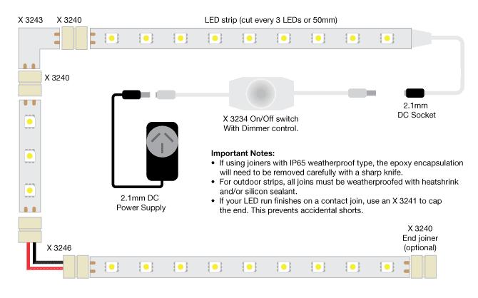 LED Strip Light 3528 Cool White 12 Volt 5m X3199A