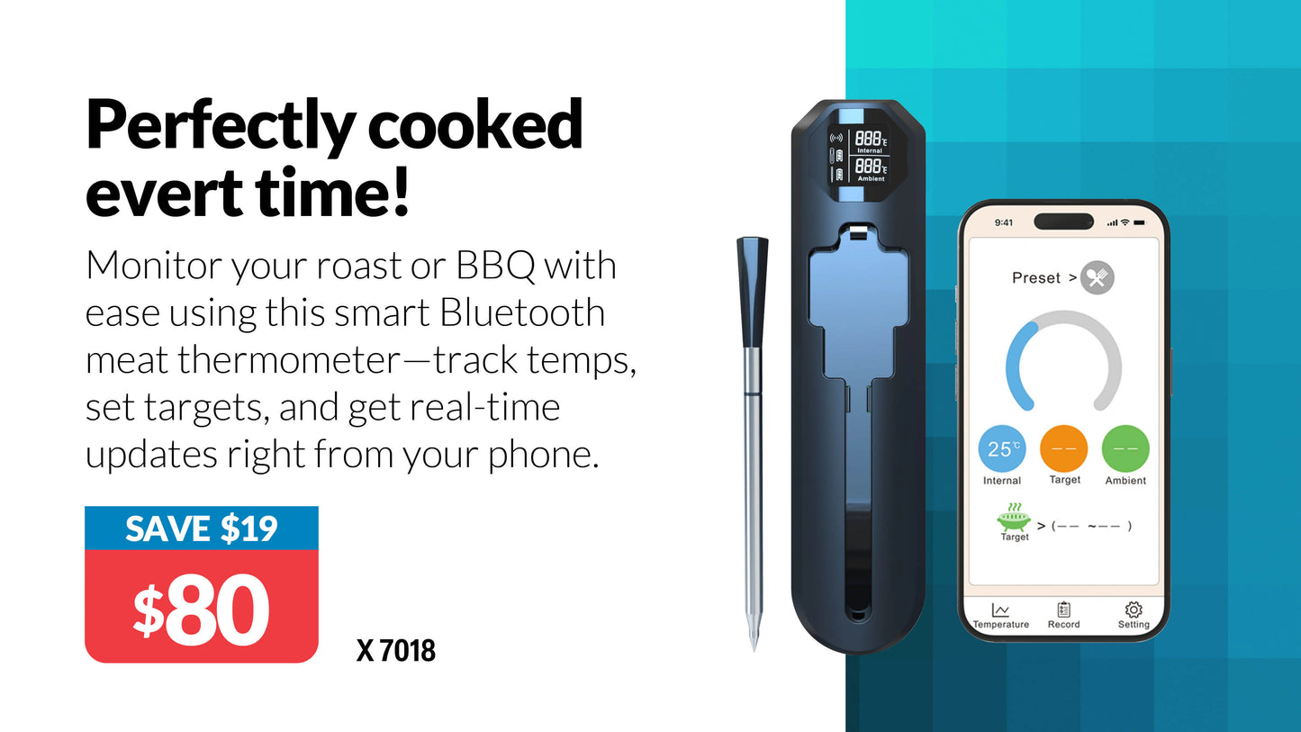 Wireless Bluetooth BBQ Probe Meat Thermometer X7018