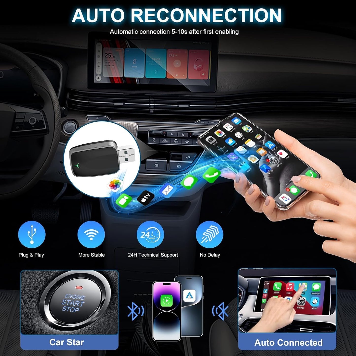 Carplay & Android Auto Wireless USB Adapter YW3439061