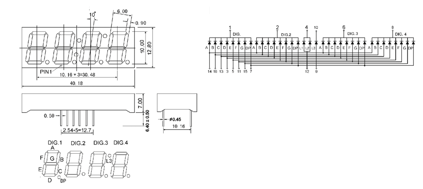 LEDs 0.5" Red 7 Segment 4 Digit Clock Display Z0195
