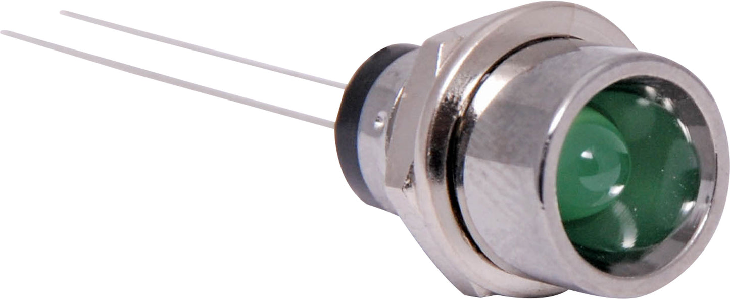 LEDs With Chrome Bezel 40mcd 5mm Green Z0222