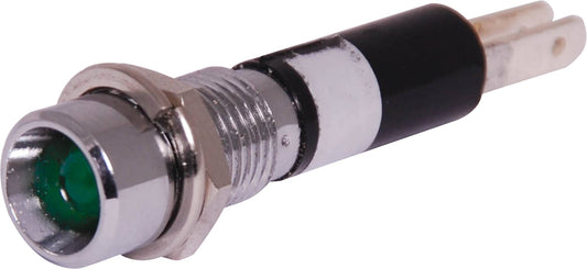 LEDs With Chrome Bezel 12V 5mm Green Z0265