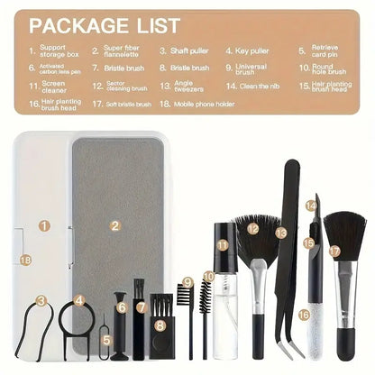 Cleaning Tool Set 18-in-1 Multi-function Small Cleaning Tools In Case KW50754