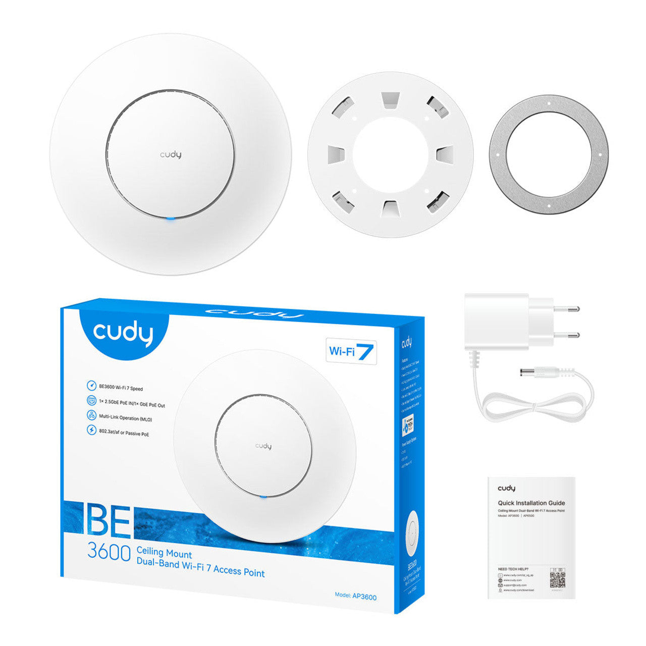 Cudy Be3600 Wifi 7 Ceiling Access Point Dual Band WIF-CU-00048