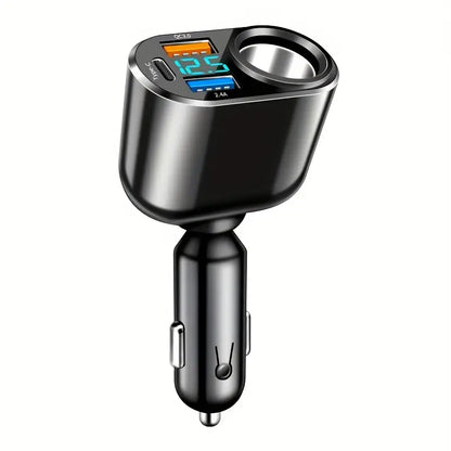 Cig Lighter 2 Usb A, 1 Usb C 1x Car Charger With Qc3.0 Volt Meter WU77284