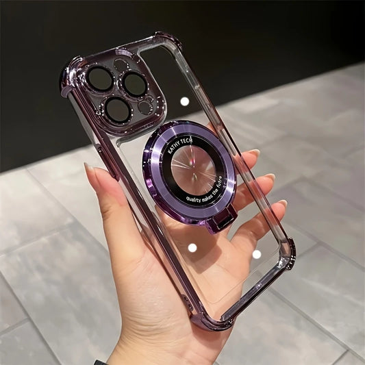 iPhone 15 Case Wireless Charging, Ring Bracket, Bumper, Lens Protector Clear & Purple - BW30198815PL