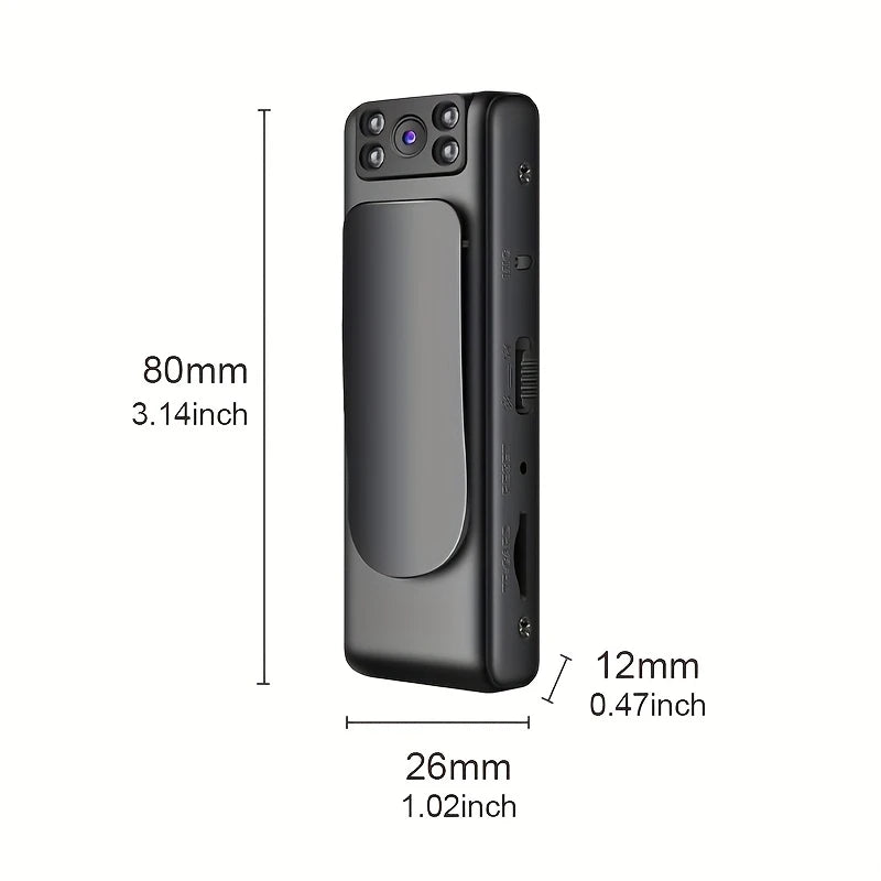 Camera Body-Worn Mini 1080p 100° Wide-angle Lens, 90° Rotatable Lens, GY1213473