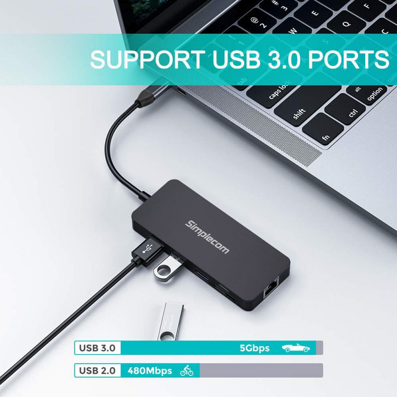 Simplecom USB-C Superspeed 8 In 1 Multiport Hub Adapter Dock HXSI-CHN580