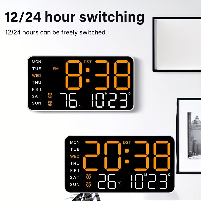 Clock Led 6659 Blue Digital, Dual Alarm, Calendar, Weekdays, Temperature, Voice Activated White Case KB261317/WBL