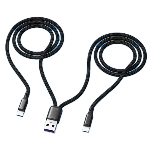 USB A To 2 X USB C Multi-functional Data Cable Black 1.2m UQ99664/B1.2