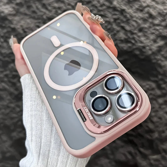 iPhone 16 Case Wireless Charging, Ring Bracket, Lens Protector Clear & Soft Pink- XV382373/16PNK