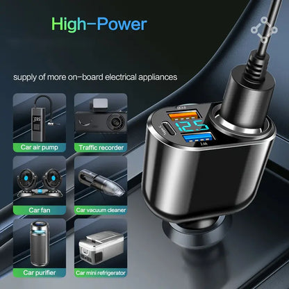 Cig Lighter 2 Usb A, 1 Usb C 1x Car Charger With Qc3.0 Volt Meter WU77284