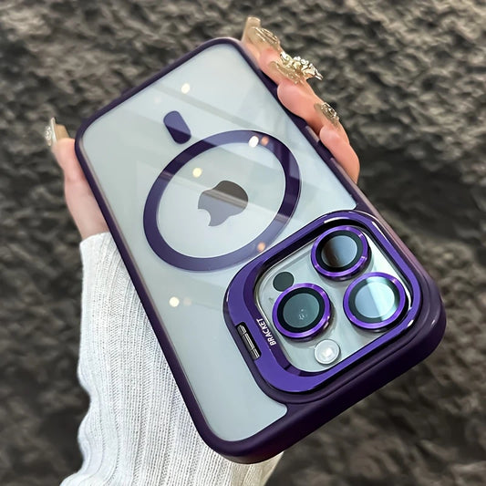 iPhone 15 Case Wireless Charging, Ring Bracket, Lens Protector Clear & Purple- XV382373/15PRPL