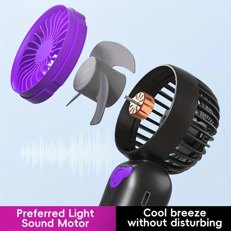 Fan Portable Rechargeable Mini - Usb Charging, Silent Operation, Mini Desktop Fan Black Purple KU1416279