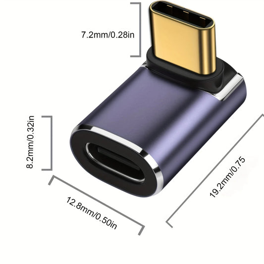 USB-C Right Angle Adaptor 90° Plug To Socket 100w Purple RV411827