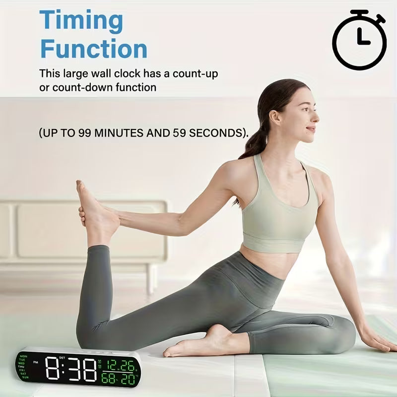 Clock LED 6671 Digital, Dual Alarm Clock, Weather/timer, 12/24hr White+green Digit GK4994436/BLKWG