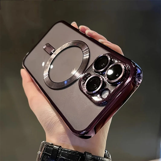iPhone 14 Case Wireless Charging, Shockproof, Includes Lens Protector Clear & Purple - RV10454714PL