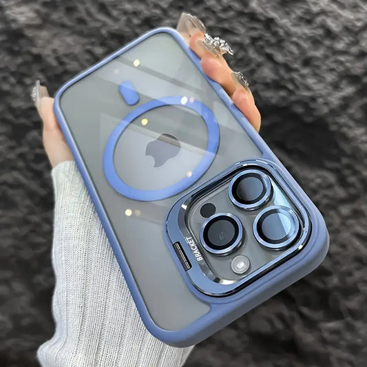 iPhone 16 Case Wireless Charging, Ring Bracket, Lens Protector Clear & Light Blue- XV382373/16LBL