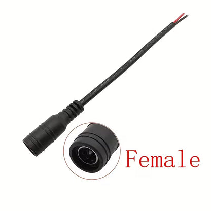 Dc Power Pigtail Cables 5.5mm X 2.1mm Male Plug & Female Socket Jack Connectors, Timed Copper, Pvc Insulated PC145899