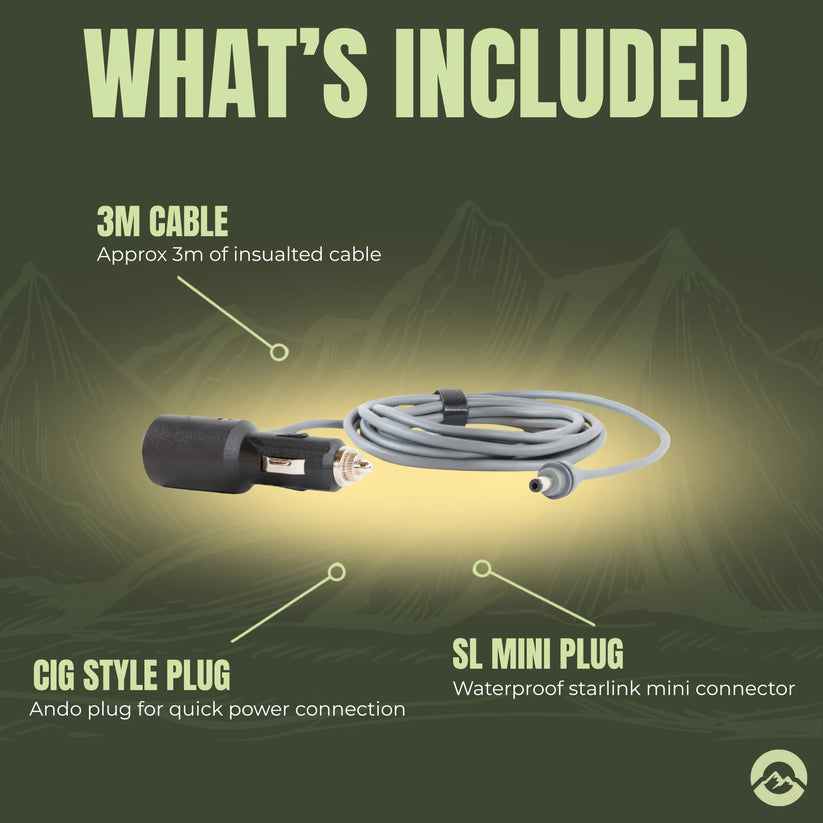 Treklo Starlink Mini 12/24v Gigarette Plug On/off Switch 3m SL-PREM-CIG-3M-1