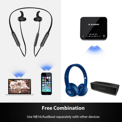 Avantree In Ear Bluetooth Neckband Earphones Aptx-ll HT4186BLK