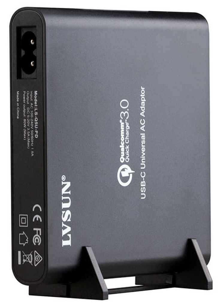 Laptop PSU USB-A USB-C 80W Charge 5 Devices LS-Q5U-PD