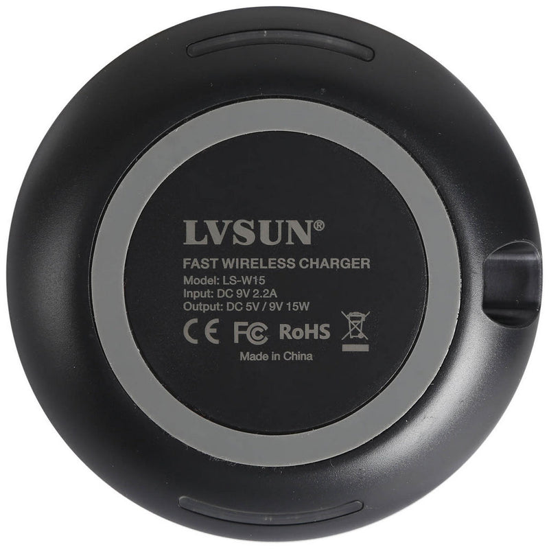 LVSUN QI Wireless Charger & QC3 Power Pack 15W Blk LS-W15-BK