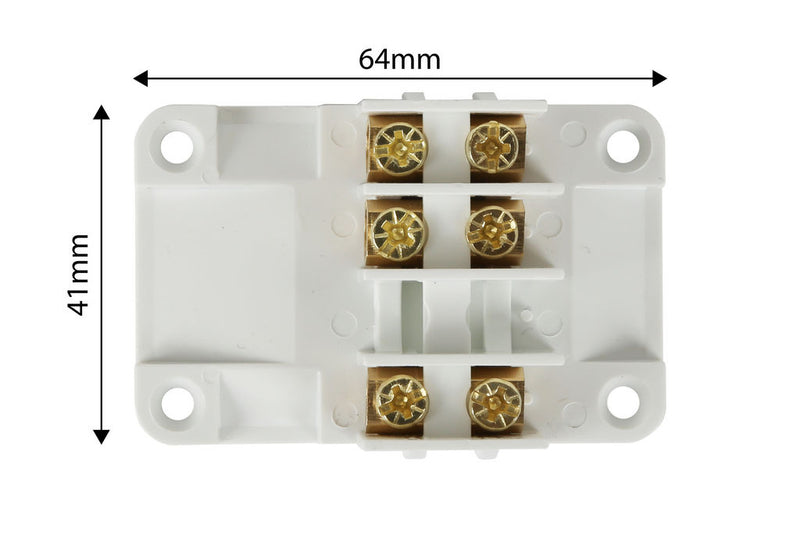 Junction Box 3 Term 500v 32a Brass Screw Terminals 64x41mm MJB3