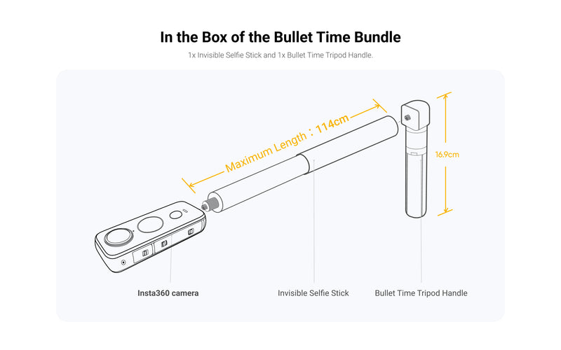 Insta Bullet Time Bundle 114cm Selfie Stick Tabletop Tripod INSTA-BUNDLE