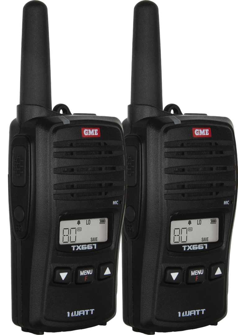 GME TX667TP 1 Watt UHF CB Handheld Radio - Twin Pack TX667TP