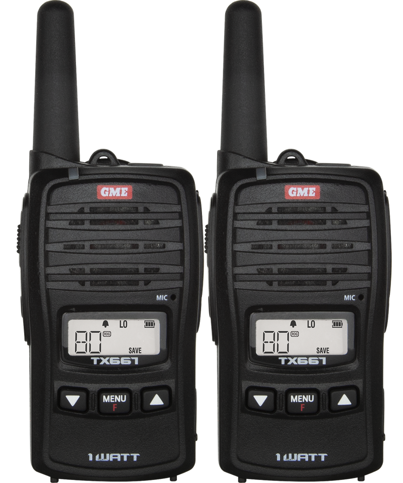 GME TX667TP 1 Watt UHF CB Handheld Radio - Twin Pack TX667TP