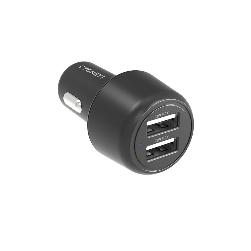 CYGNETT CarPower 12W Dual Port Car Charger - Black CY3697CYCCH