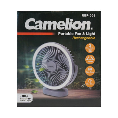 Fan LED Light 3 Speed 200 Lumens Portable Rechargeable REF-005