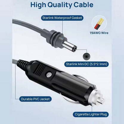 Starlink Mini 12/24v Dc 3m Cigarette Lighter Power Cable 100w STLM-DCL02