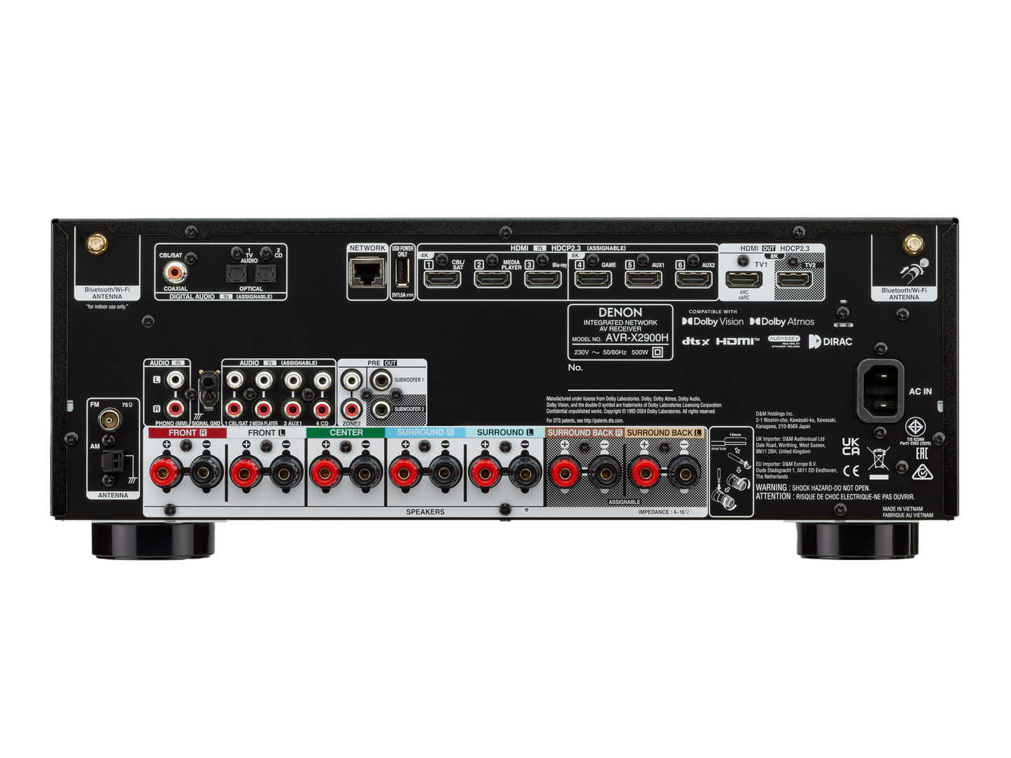 Denon Cinema Receiver 7.2ch 7x95w 3x 8k Hdmi 2xsub Pre Out AVR-X2900H