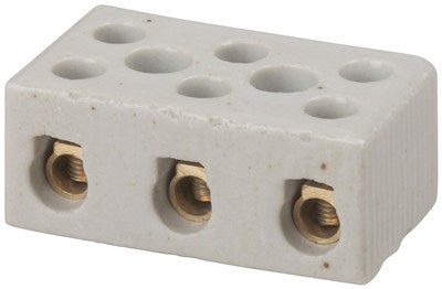 Screw Terminal 3 Wire Porcelain Terminal Block - 30 amp HM3185