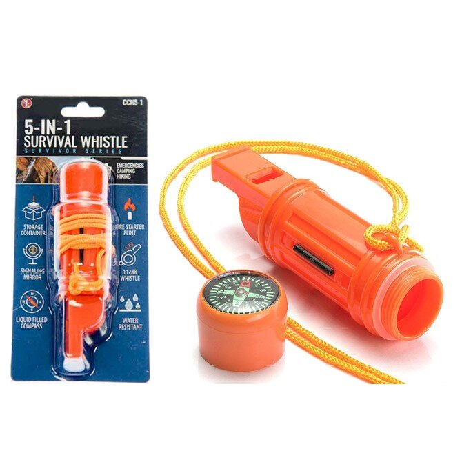 Survival Whistle with Lanyard 5-IN-1 Orange SQ9554508