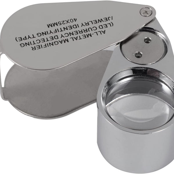 Magnifying Glass Jewellers Eye Loupe with LED and UV Light 40X
