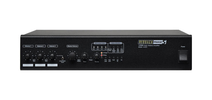 Public Address (PA) Mixer Amplifier 125W 100V 4 Zone