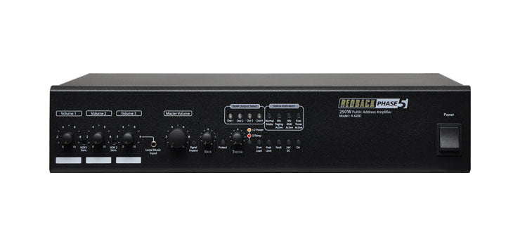 Public Address (PA) Mixer Amplifier 250W 100V 4 Zone