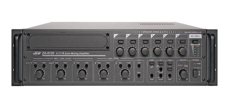 PA Mixer Amplifier 6 Zone 120W With Attenuators