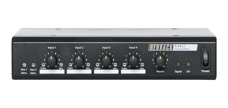 4 Channel Public Address (PA) Mixer With Bass and Treble