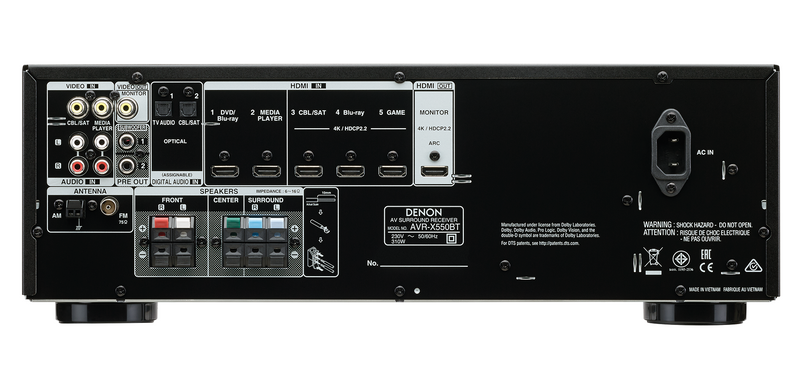 Denon AVR-X550BT 5.2 Channel AV Receiver with Bluetooth AVRX550BT