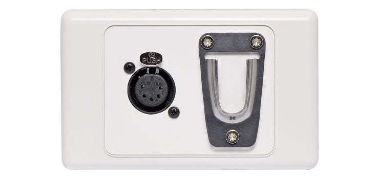 5 pin XLR White Wallplate with Microphone Clip